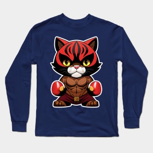 Cat boxer in red gloves Long Sleeve T-Shirt